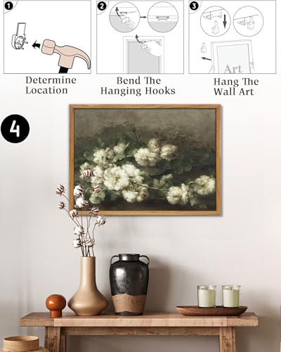 UPWOIGH Margaretha Roosenboom Roses Framed Wall Art, 16 x 24 Inch - color: White Roses, size: 24"L x 16"W