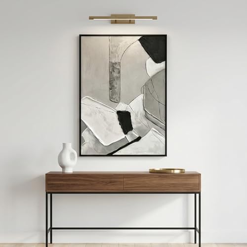 QKF Gray Geometric 3D Texture Black Aluminum Frame Canvas Wall Art - color: Gray & Beige Neutral