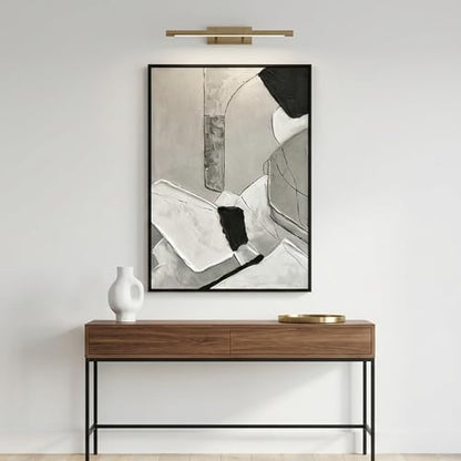 QKF Gray Geometric 3D Texture Black Aluminum Frame Canvas Wall Art - color: Gray & Beige Neutral