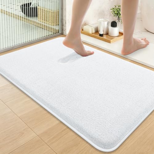 Smiry Memory Foam Bath Mat 36x24, Extra Soft Absorbent Bathroom Rugs - color: White, size: 36'' X 24''