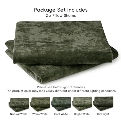 PHF Truly Velvet Pillowcases King Size 20" x 36", Smokey Olive, No Insert - color: Smokey Olive, size: 36" x 20" (Pack of 2)