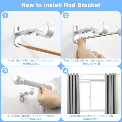 Curtain Rods for Windows 16-48", 1 In Silver Curtain Rod, 2 Pack - color: Satin Silver, size: 48" - 1'' rod - 2 Pack