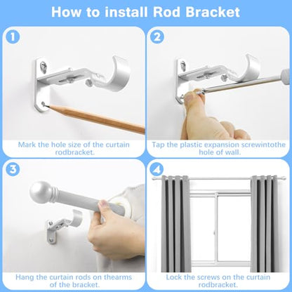 Curtain Rods for Windows 16-48", 1 In Silver Curtain Rod, 1 Pack - color: Satin Silver, size: 48" - 1'' rod - 1 Pack