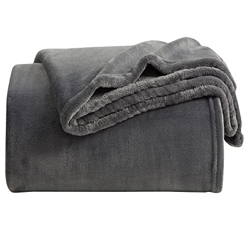 KMUSET Fleece Blanket Twin Size Dark Grey Lightweight Throw Blanket Super Soft Cozy Microfiber Blanket Factory Shop - color: Dark Grey, size: Twin(60"x80")