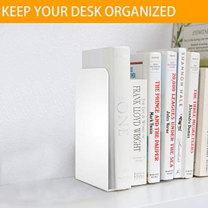 VFINE White Metal Bookends: 2 Pairs for Heavy Books and Shelves - color: White 2 Pairs Bookends