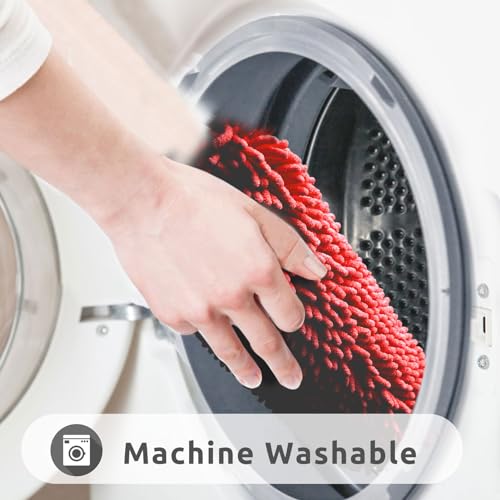 Non-Slip Bath Rug,Extra Soft Microfiber Bedroom Shag Carpet with Anti-Slip Backing,Water/Dust Absorbent Fast Dry Shower Mat,Sound Insulated Stairs Pad,Machine Washable (Red,19 x 31 Inches) - color: Red, size: 19"x31"
