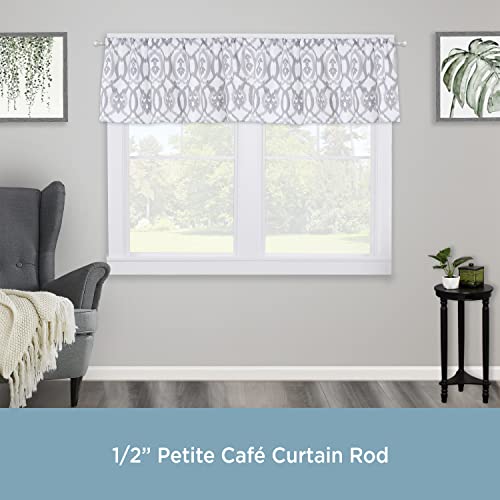 Kenney KN55971 Davenport Ball End Petite Café Decorative Window Curtain Rod, 48-86" Adjustable Length, Brushed Nickel Finish, 1/2" Diameter Steel Tube - color: Brushed Nickel, size: 48-86", style: Curtain Rod