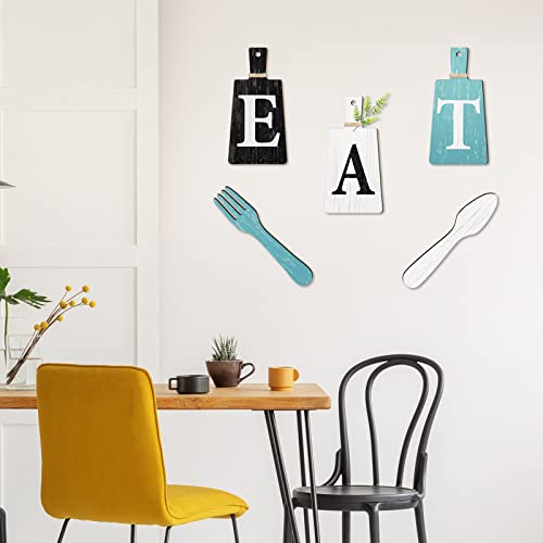 Jetec Cutting Board Eat Sign Set Wall Decor, Black, White, Teal - color: Black, White, Teal