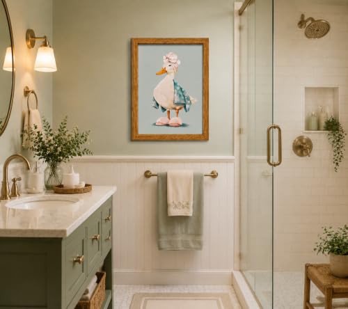 Framed Cute Duck Canvas Wall Art Poster Prints Bathroom 8×10In 1P Be Hung - color: bathroom-6, size: 8×10in
