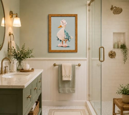 Framed Cute Duck Canvas Wall Art Poster Prints Bathroom 8×10In 1P Be Hung - color: bathroom-6, size: 8×10in