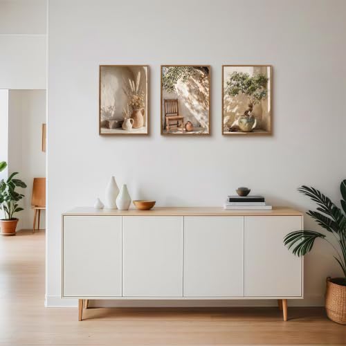 3 Pcs Framed Wabi Sabi Wall Art Neutral Earth Tone Canvas Prints 12x16 inch - color: Neutral Earth Tone, size: 12"x16"x3Pcs