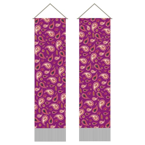 AHANDMAKER 2Pcs Paisley Indian Tapestry, Peacock Mandala Wall Hanging Tapestries, Indian Boho Long Tapestry with Tassels for Living Room Bedroom Home Office Decoration, 45.7x13 Inch - color: Mixed Color Paisley