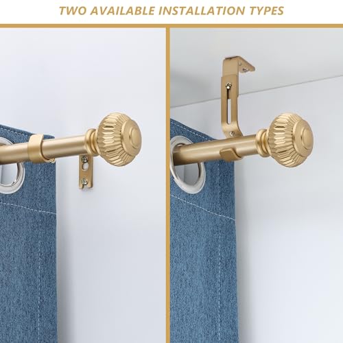 Gold Curtain Rods for Windows 66 to 120 Inches 1 Inch Adjustable - color: Gold, size: 66"-120"
