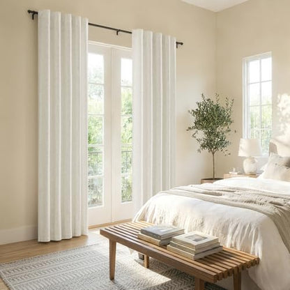 MIULEE Thick Linen Curtains, 42Wx84L, Neutral Ivory Semi Sheer - color: Beige White, size: 42"W x 84"L (Pack of 2)