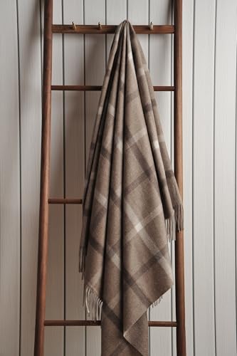 EP Mode 100% Pure Cashmere Throw Blanket for Sofa, Neutral Windowpane - color: Neutral Windowpane