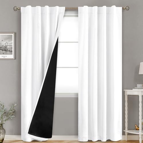 BGment Pure White Blackout Living Room Curtains 84 inches Long, 2 Panels - color: Pure White, size: 38"W x 84"L (Pack of 2)