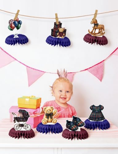 Teddy Bear Baby Shower Table Decorations, Tartan Plaid Centerpieces - style: Retro Bear