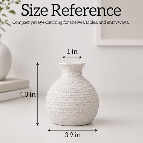 Nawaza Ceramic Flower Vase White Small Farmhouse Table Decor Vase V14 - color: Modern White-v14