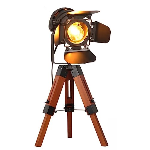 Vintage Adjustable Wood Tripod Floor Lamp for Living Room, Camera Small - size: Small Camera