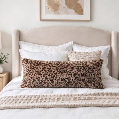 Cheetah Body Pillow Cover 14x36, Faux Fur Fluffy Leopard Long Pillowcase Soft Shaggy Plush Fuzzy Cheetah Print Body Pillow Cover with Zipper for Bed Sofa Couch, Cozy Side Sleeper Pillow Cover - size: 36" x 14" (Pack of 1)