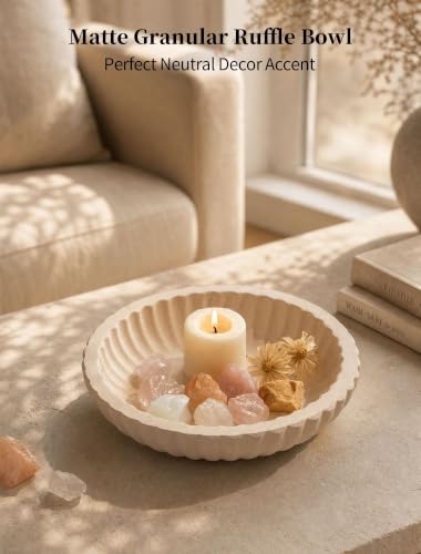 Hanobe Modern Decorative Key Bowl, 10-inch Fluted Design Coffee Table Decor