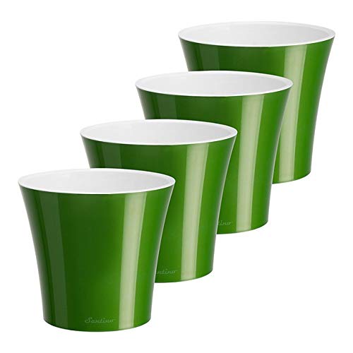 Santino Self Watering Planters Arte 4.3 Inch Green-Gold/White Flower Pots Set of 4 - color: Green-gold/White - Set of 4, size: 4.3-Inch