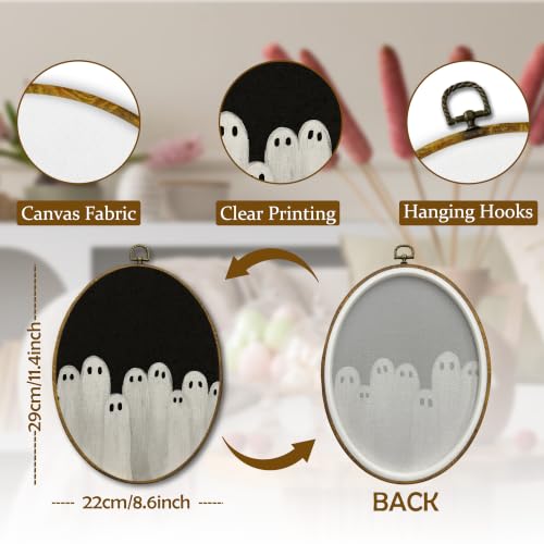 Mcehtle Halloween White Ghost Wall Art Decor Framed 8.6x11.4 - color: Colour 26