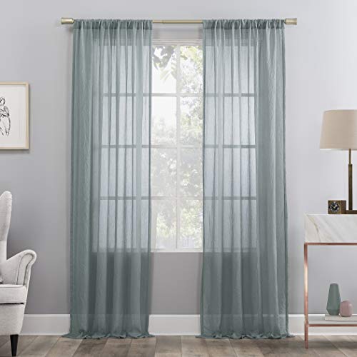 No. 918 Genevieve 2-pack 2-pack Linen Weave Sheer Semi-Sheer Grommet Curtain Panel Pair, 50" x 84", Harbor - color: Harbor, size: 50"W x 84"L (Pack of 2)