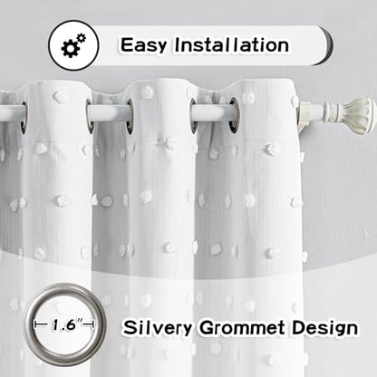 MYSKY HOME Blackout Curtains for Kids Bedroom 100% Light Block Out Thermal Insulated Curtain 72 Inches Grommet Room Darkening Curtains Privacy Window Drapes with White Pom Pom Sheers?2 PCS, 50" x 72" - color: White Pom Pom, size: 50"W x 72"L (Pack of 2)