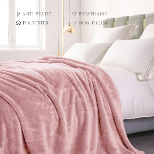 Exclusivo Mezcla Fuzzy Plush Fleece Bed Blanket Twin XL Size, Dusty Pink - color: Dusty Pink, size: 90x66 IN