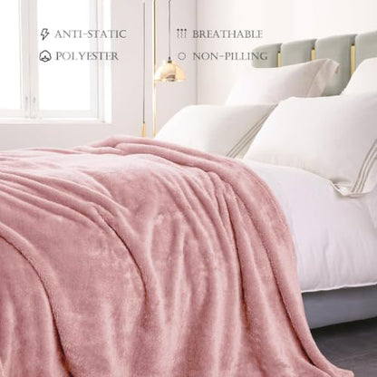 Exclusivo Mezcla Fuzzy Plush Fleece Bed Blanket Twin XL Size, Dusty Pink - color: Dusty Pink, size: 90x66 IN