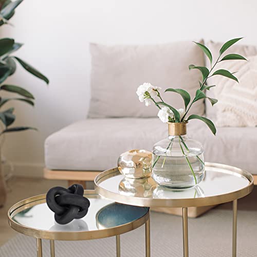 Jlong Wood Knot Decor Chain Link Modern Farmhouse Boho Coffee Table Accent - color: Black