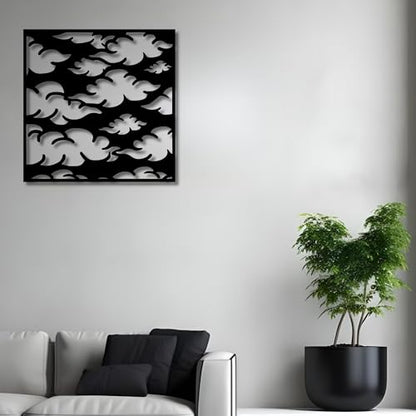 Metal Wall Decor | 17'' x 17'' x 0.05'' Clouds Art Themed Wall Decorations | Handmade Indoor and Outdoor Wall Art (17'' x 17'', Clouds I, Black) - size: 17'' x 17'', style: Clouds I