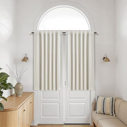Nanspring 100% Blackout Linen Curtains for Bedroom 42x54 Long 2 Panel Cream - color: Natural, size: 42"W x 54"L (Pack of 2)