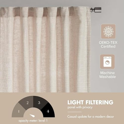 Madison Park Linen Blend Curtain, Thermal Insulated, 1 Panel 50x84 Natural - color: Rod Pocket, Solid Natural, size: 50"W x 84"L (Pack of 1)