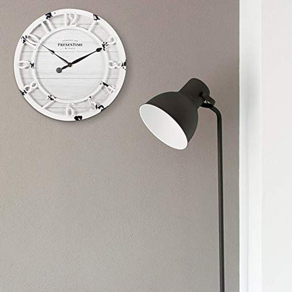 Presentime 10" Farmhouse Series Wall Clock - color: Antique Distressed White, size: 10 inch