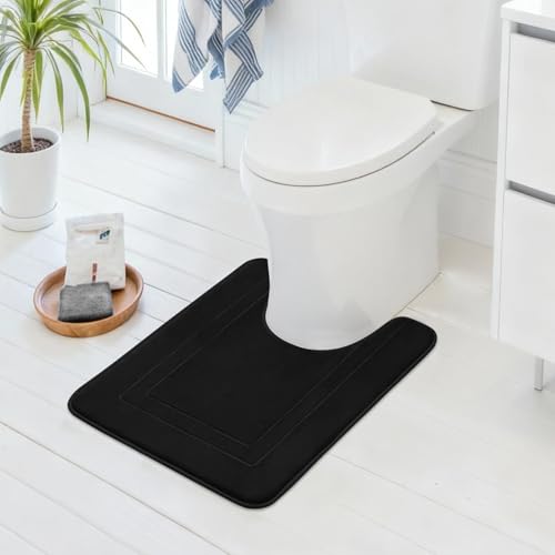 Cupic Cupid Memory Foam Toilet Rug 24"×20", U-Shaped Bath Mat, Sage Green - color: Black, size: 1'8" x 2' (24" x 20"（U-Shape）)