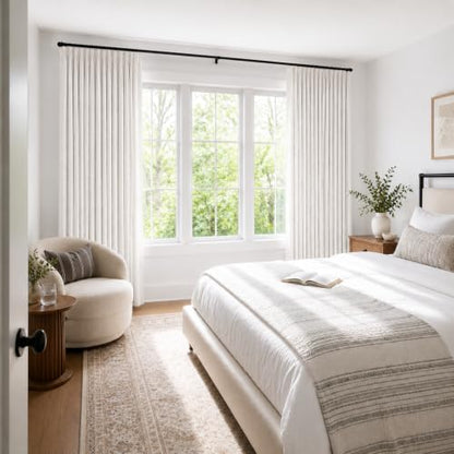 Topfinel 96 Inch Pinch Pleated Blackout Curtains for Bedroom 2 Panels - color: Natural, size: 40"W x 96"L (Pack of 2)