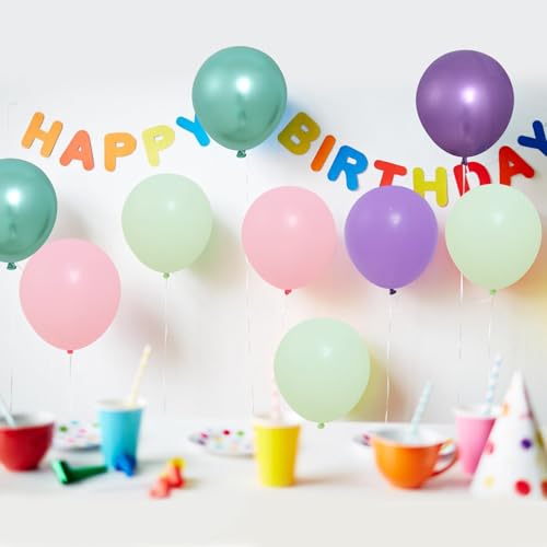Patimate Mermaid Pink Green Purple Latex Party Balloons Set 50 pcs 12 inch - color: Mermaid