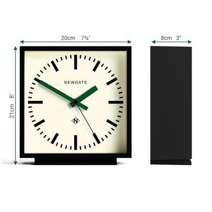 NEWGATE® Amp Desk Clock | Square Station Clock Design | Black case with Green Hands | Modern Style for Desk, Table top, Mantel, Shelf or Bedside - color: Green