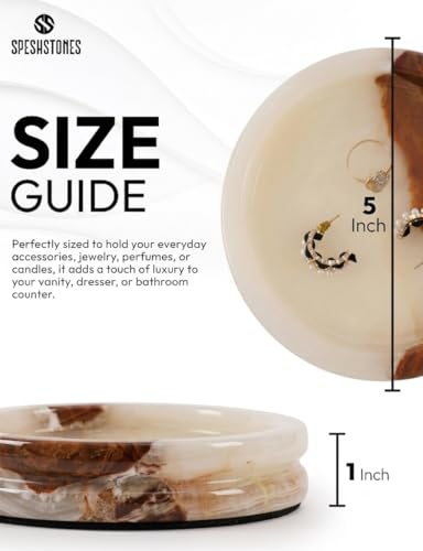 Marble Jewelry Dish, 5" Handmade Cream Onyx Ring Tray - color: Cream Onyx