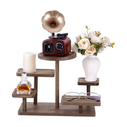 PH PandaHall 5 Layer Wood Riser Stand Tiered Display Stand Jewelry Organizer Holder Tiered Tray Rack Wood Flower Plant Shelf Display for Jewelry Succulent Plants Home Decoration Room Office Party