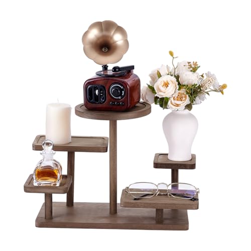 PH PandaHall 5 Layer Wood Riser Stand Tiered Display Stand Jewelry Organizer Holder Tiered Tray Rack Wood Flower Plant Shelf Display for Jewelry Succulent Plants Home Decoration Room Office Party