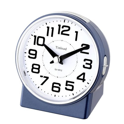 Tinload 4.3" No Ticking Analog Alarm Clock,Silent Readable for Seniors,Easy to Set,Gradual Rise Alarm,Big Numbers,On/Off Switch on Side,Gentle Wake,Snooze,Lighted on Demand,Battery Operated,Blue - color: Blue