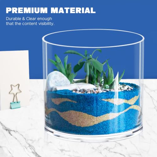 JYPS Clear Vase Set of 3, Polycarbonate, Round, Transparent, Wide Mouth, 6 inches, Ideal for Wedding Decor, Flowers, Bedroom, Living Room, Bathroom, Break Resistant - size: 6.2'' W*5.9'' H + 6'' W*5.9'' H + 3.8'' W*3.6'' H