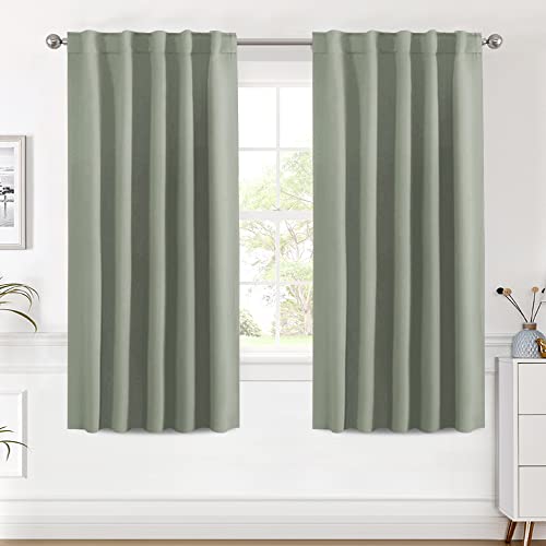 H.VERSAILTEX Blackout Curtains Thermal Insulated Window Treatment Panels Room Darkening Blackout Drapes for Living Room Back Tab/Rod Pocket Bedroom Draperies (2 Panels, Light Sage, 42 x 63 Inch) - color: Light Sage, size: 42"W x 63"L (Pack of 2)