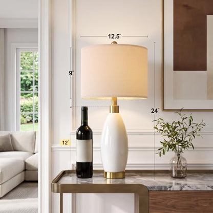 USumkky 24'' Ceramic Table Lamps Set of 2 for Bedroom Living Room White - color: 24" White-2 Pack