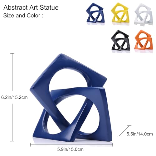 Modern Geometric Sculpture Navy Blue Knot Statue Decor, Home Blue Bookcase Centerpiece jax Decorative, Geometric Tabletop Sculpture and Figurines, For Navy Home Decor Accent, Cube Decorative Ornaments - color: Bule