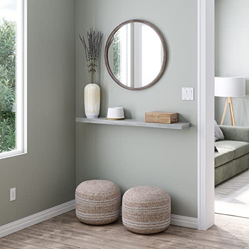 Ballucci Floating Shelf, 48" Wood Wall Shelf with Invisible Brackets for Bathroom, Living Room, Bedroom, Kitchen, Nursery, 8" Deep, Rustic Gray - color: Grey, size: 47.2 inches
