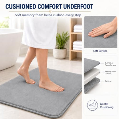 RUN HELIX Bathroom Rugs Sets 3 Piece, Soft Absorbent Memory Foam Bath Mats Set, Dry Fast Bath Mat, Machine Washable Bath Rug Set for Bathroom （Ash Gray） - color: Ash Gray